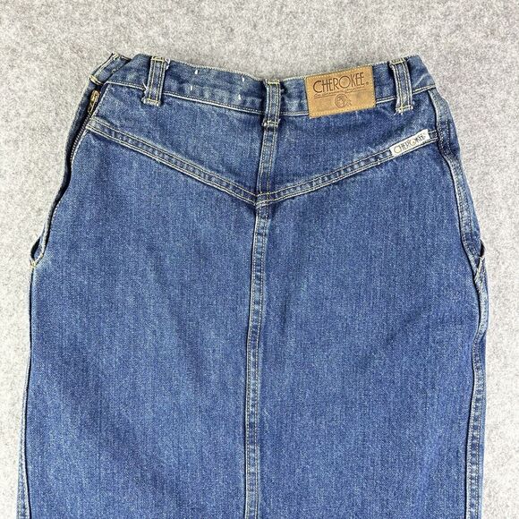 Vintage Cherokee Denim Maxi Skirt Size 5 Bareback 60s 70s Talon 42 USA Made - Picture 2 of 16